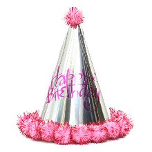 실버솜방울고깔모자 [핑크]/생일고깔모자/생일머리띠/생일모자/꼬깔모자/파티용품/생일파티/생일이벤트/아이생일/